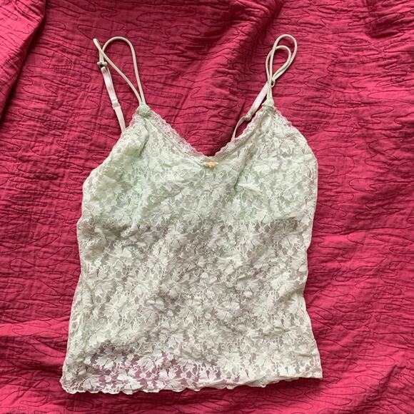 Y2K Vintage Light Green Lace Secret Treasures Camisole Sweetheart Flower MEDIUM - Picture 3 of 10